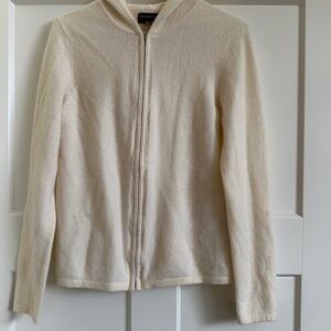 Sutton Studio 100% Cashmere Crème Zip Hoodie Sweater | Women’s L